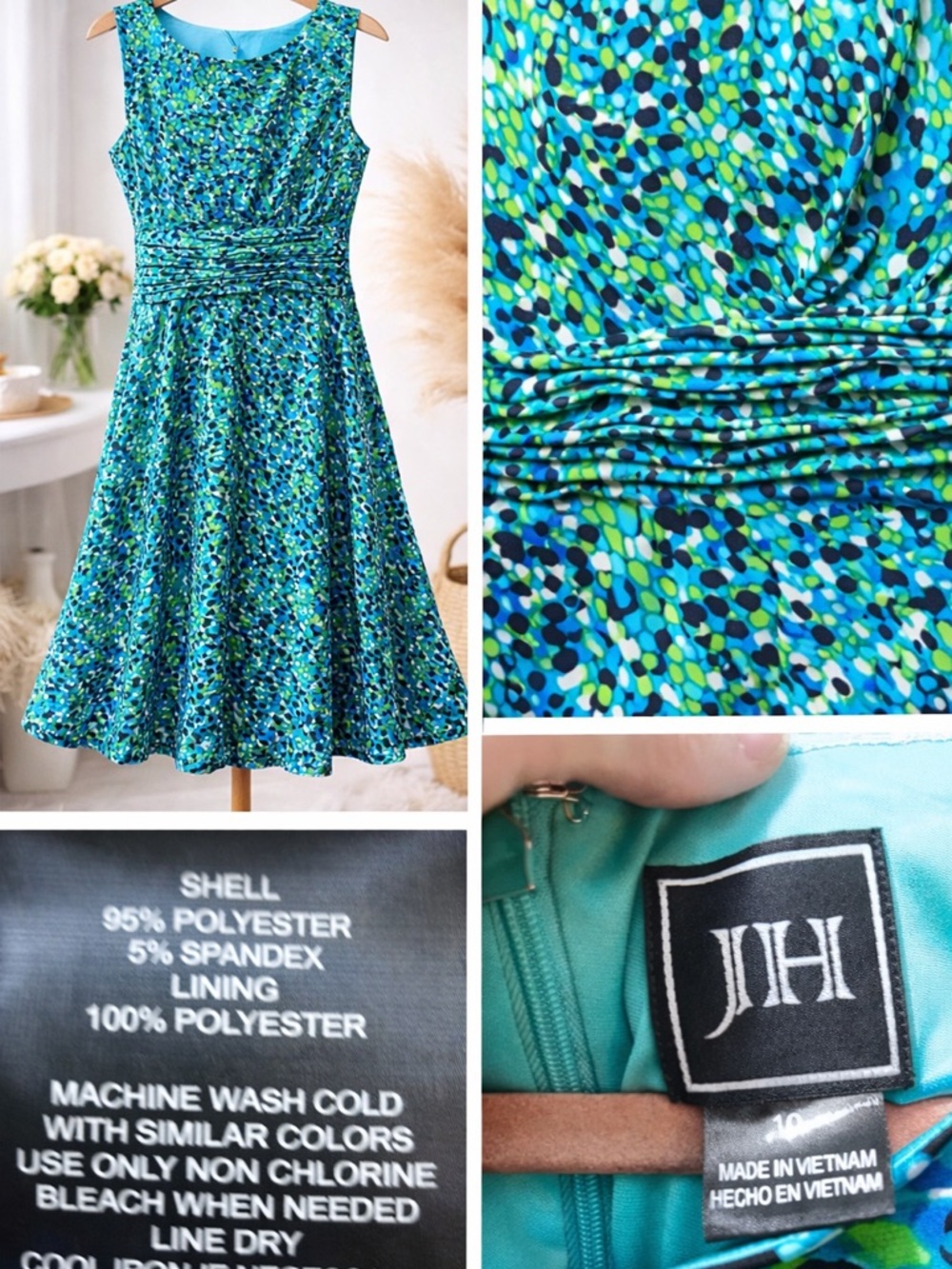 JH Collection Teal & Blue Printed Sleeveless Maxi Dress